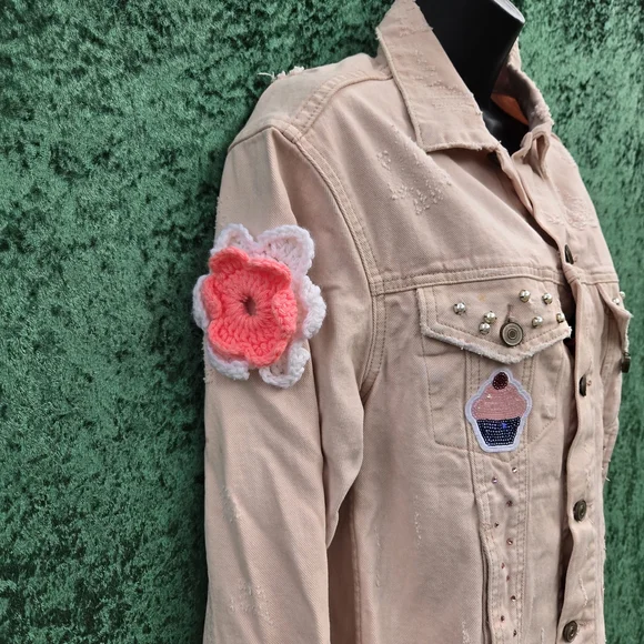Lea & Viola Light Pink Embroidered Jean Jacket - Picture 12 of 12